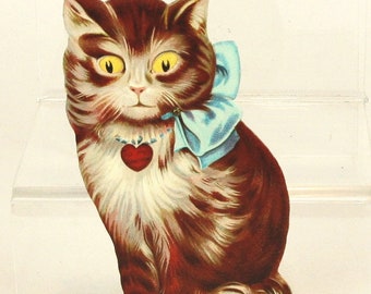 Sweet Vintage Animated Cat Valentine's Day Card