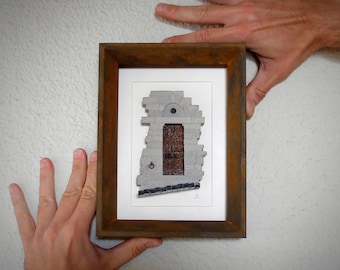 Miniatur-Natursteintür – Italienische mittelalterliche Architektur, Dekoration, Modell, Porta Soprana, Genua, Diorama