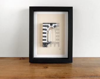 Miniaturfenster aus Naturstein – Italienische mittelalterliche Architektur, Dekoration, Modell