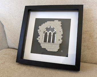 San Fruttuoso - mittelalterliches Steinfenster - Ligurien, Italien, Miniatur, Modell, Diorama