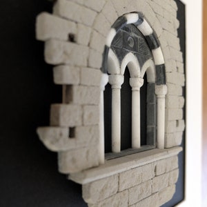 San Fruttuoso medieval stone window artistic miniature, architecture model, Italy image 7