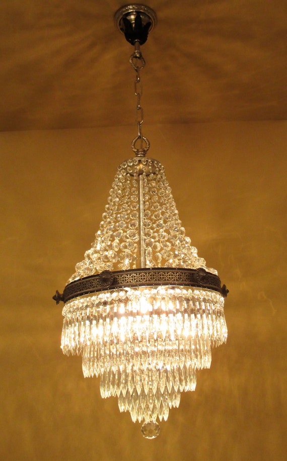 Vintage Lights 1930s Crystal Wedding Cake Chandelier Rewired Vintage Lights 1930s Crystal Wedding, How Much Does It Cost To Have A Chandelier Rewired