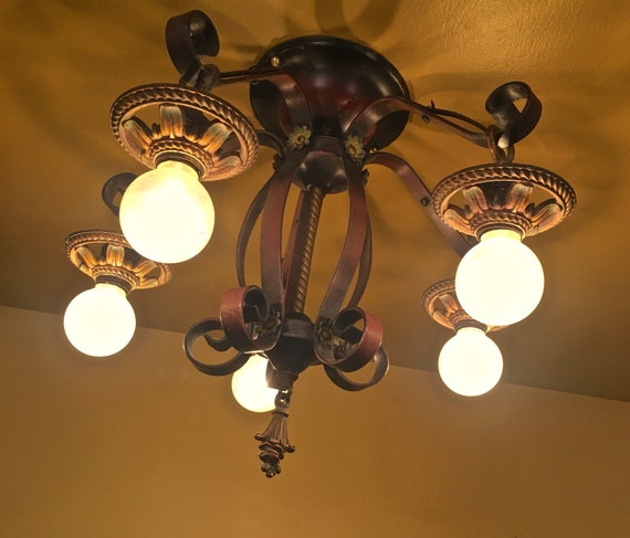 Vintage Lighting 1920s Ceiling Fixtures Pair Etsy