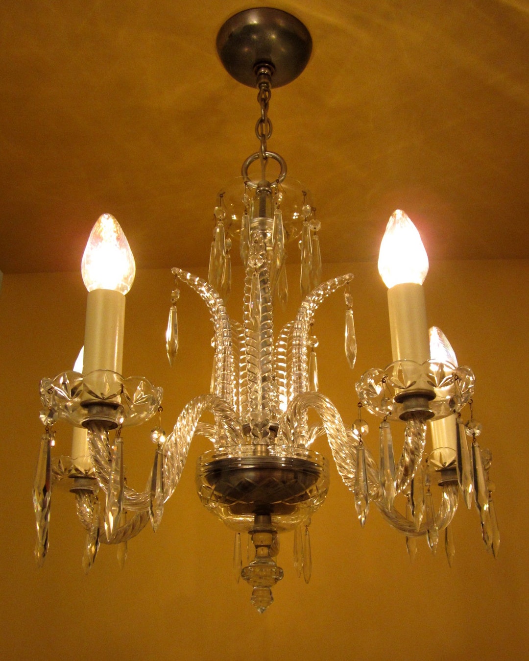 Vintage Lighting 1930s Art Deco Crystal Chandelier. High - Etsy