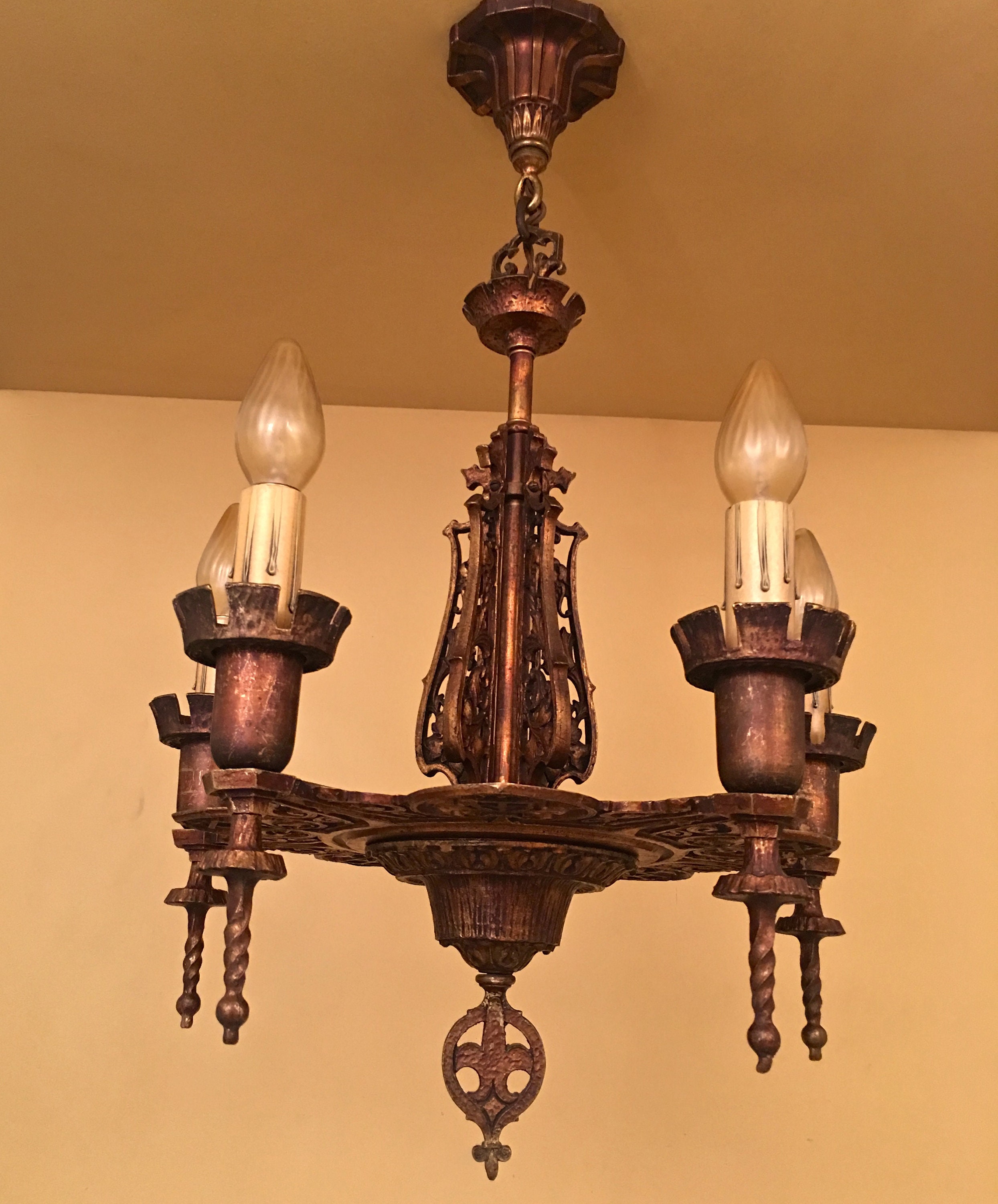 Vintage Iluminación 1920 Tudor estilo lámpara de araña de | Etsy