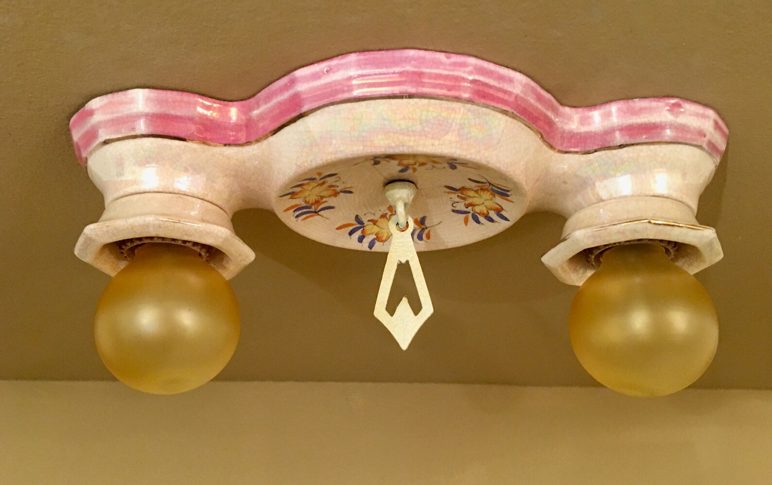 Vintage Lighting 1930s PINK Porcelain Bath Ceiling Fixture. - Etsy