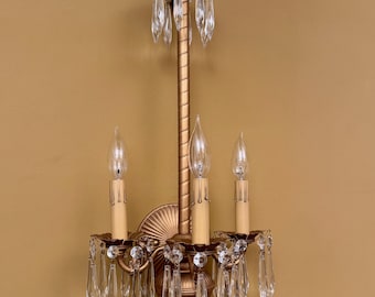 Vintage Lights ONE crystal 1950s Hollywood Regency sconce