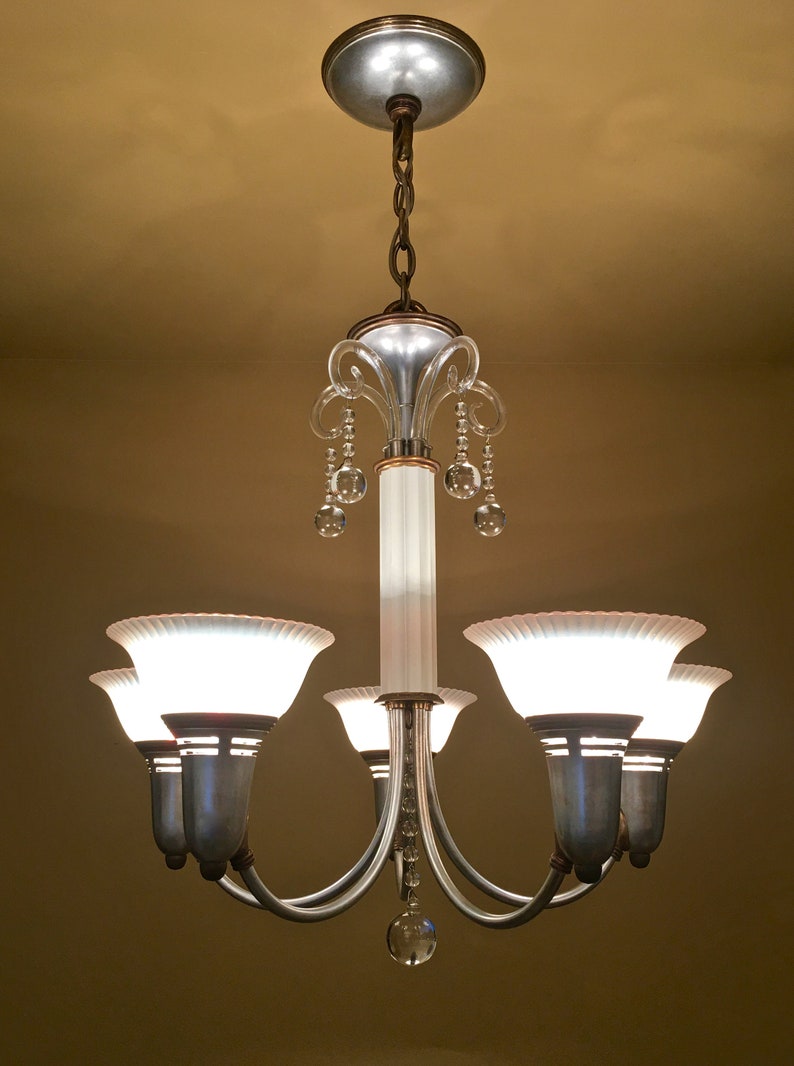 Vintage Lighting dazzling 1940 Lightolier crystal chandelier. Etsy
