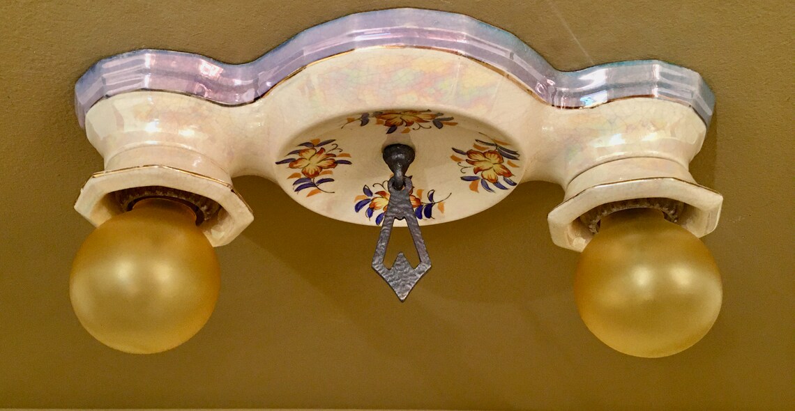 Vintage Lighting 1930s BLUE Porcelain Bath Ceiling Fixture. - Etsy