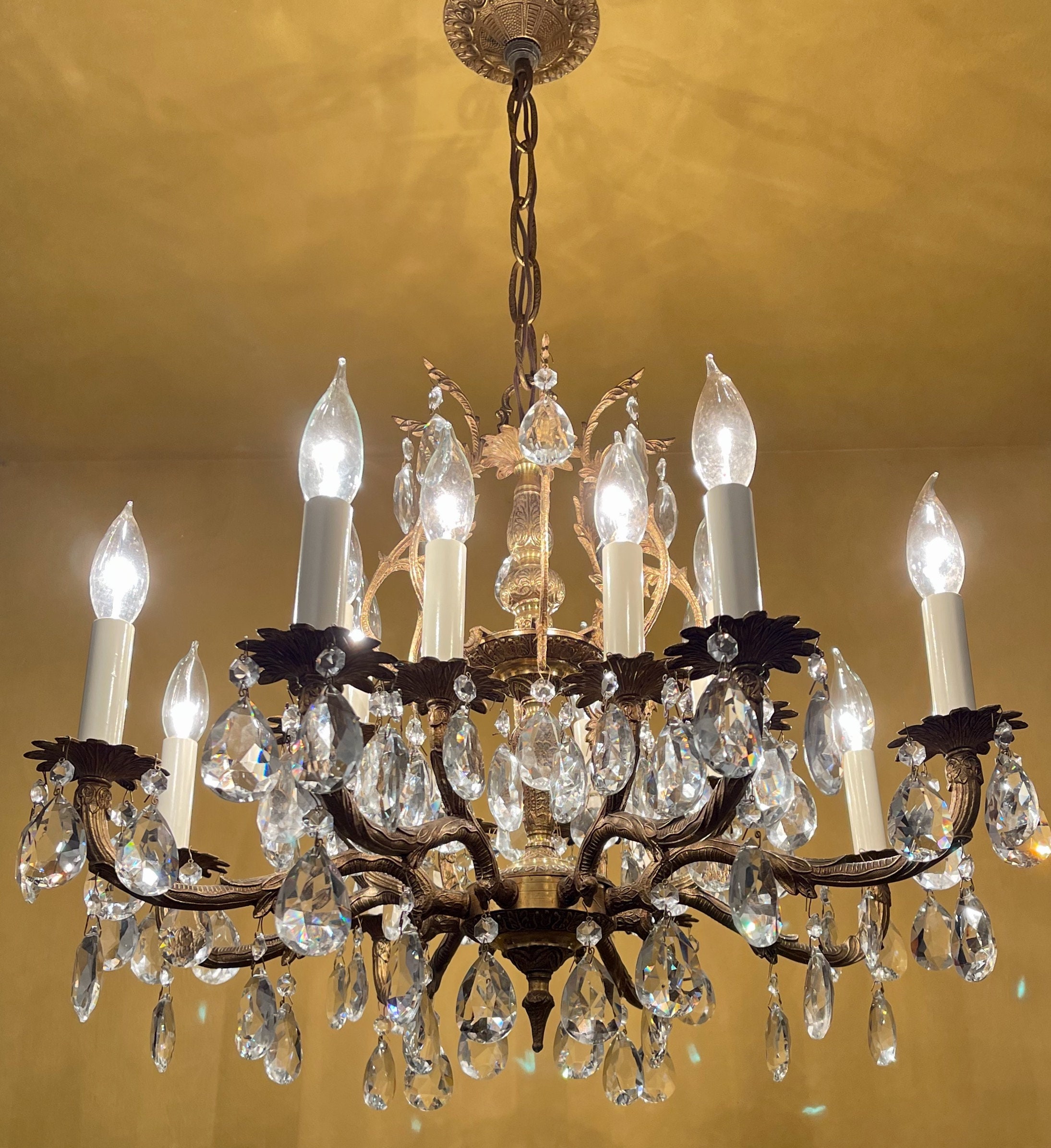 【VINTAGE HOLLYWOOD】Chandelier Crystal Hairpin Huge Vintage Hollywood Regency Glam Chandelier Lead Crystal