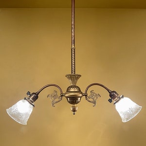Vintage Lighting exquisite circa 1900 2 shade pendant