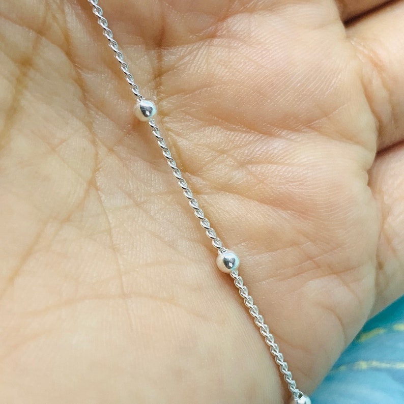 Sterling Silver Ball Anklet Curb
