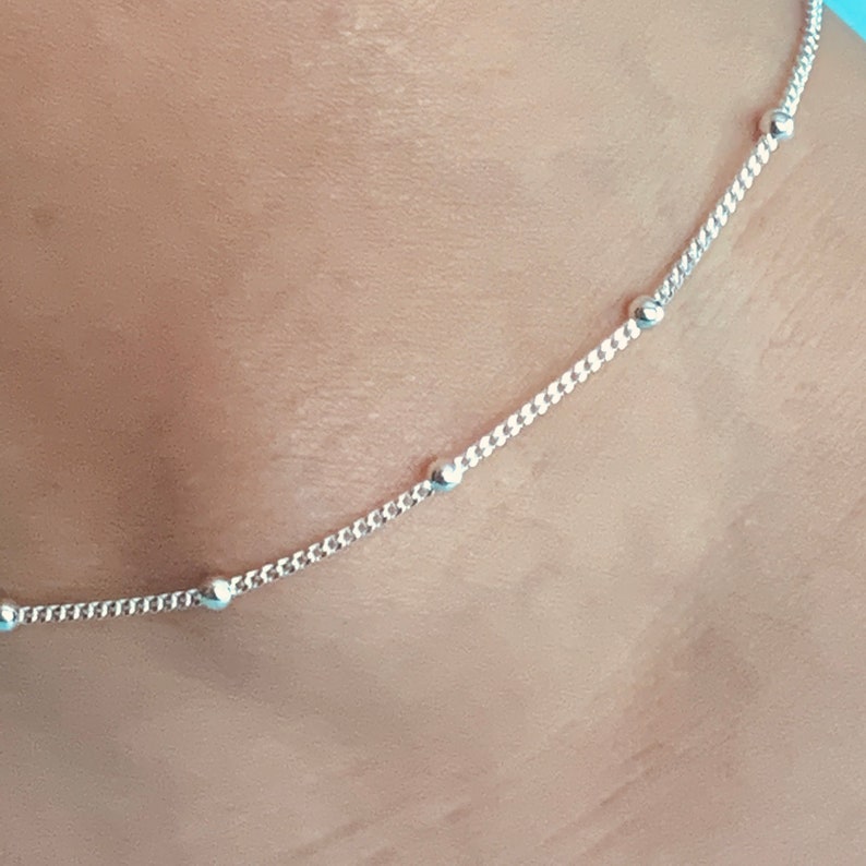 Sterling Silver Ball Anklet Curb