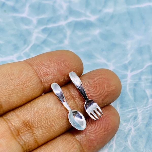 Sterling Silver Fork And Spoon Earrings