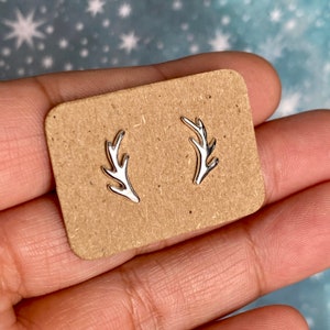 Sterling Silver Deer Antler Push-Back Earrings