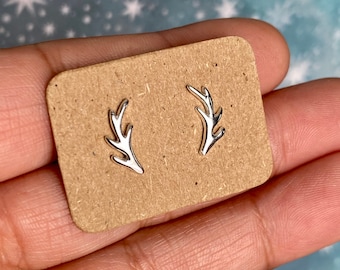 Sterling Silver Deer Antler Push-Back Earrings