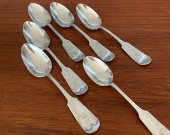 Monogrammed Wm. Rogers Silverplate Spoons. Tipped 1884