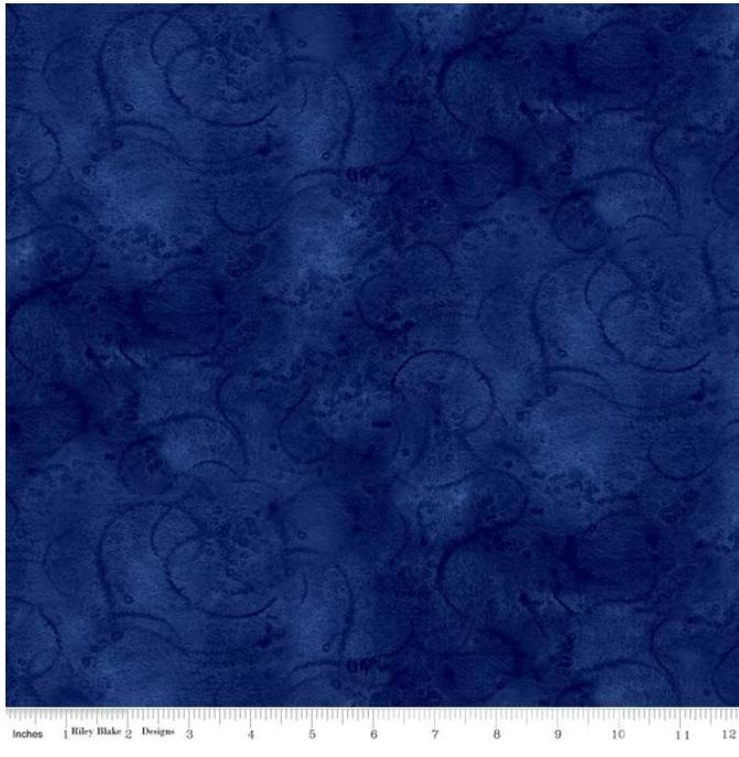 Riley Blake Designs Painter's Watercolor Swirl Royal Blue  BTY
