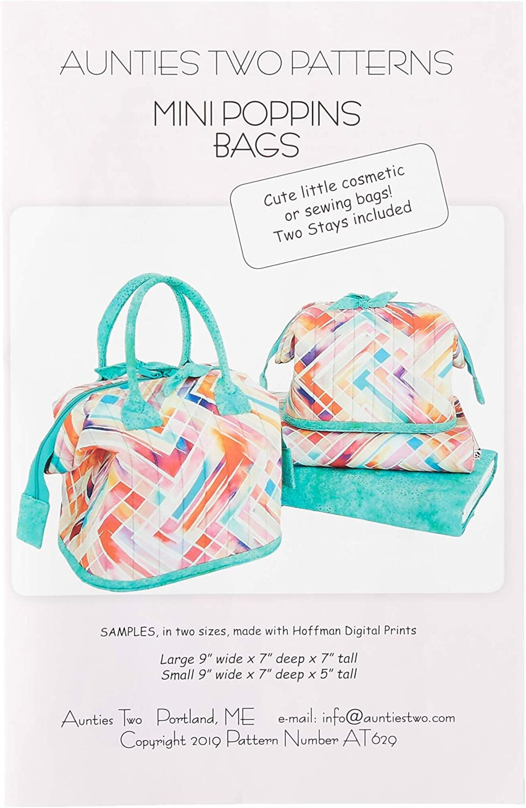 Mini Poppins Bags Sewing Pattern From Aunties Two Including the Stays