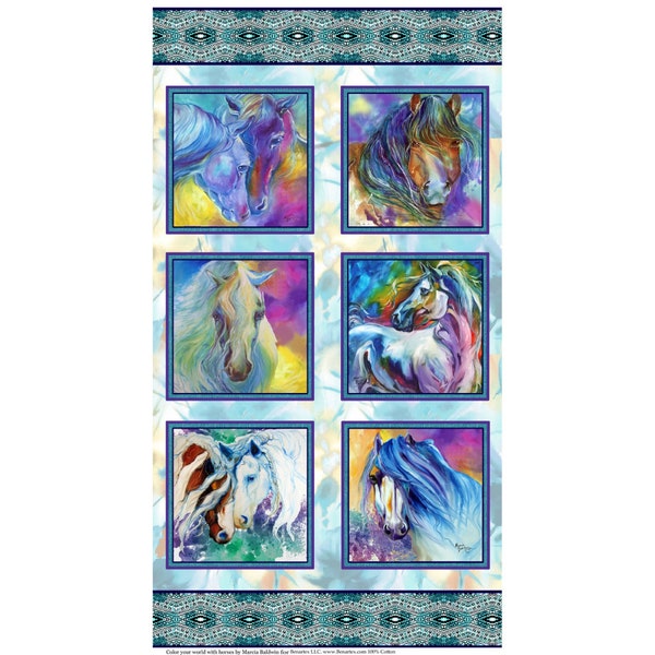 Benartex Color Your World with Horses Designer: Marcia Baldwin Horses Panel - Digital Print