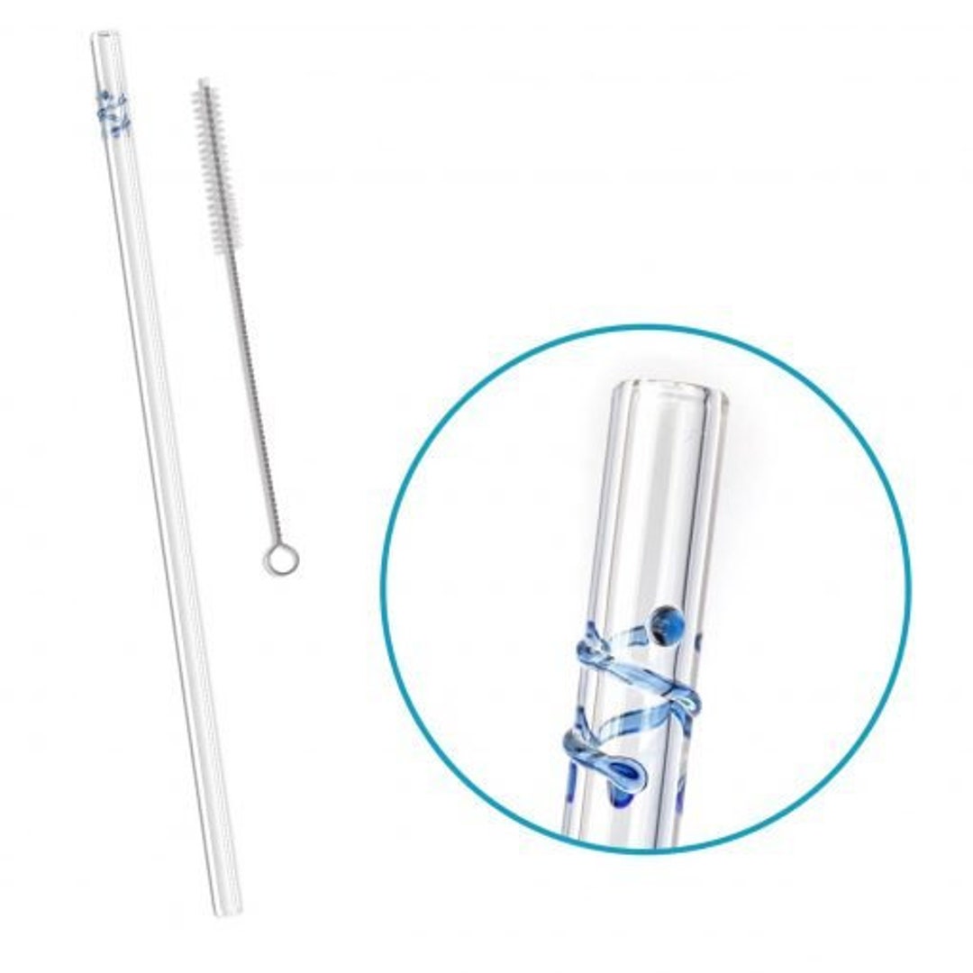 Dots Custom Accent Glass Straw With Cleaning Brush by Drinking