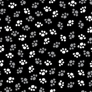 Henry Glass and Co The Cat’s Meow Paw Print Black/White BTY
