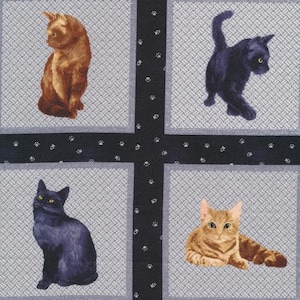 Paintbrush Studio Fabrics My PET FAMILY Panel of Cat Prints  in Blue