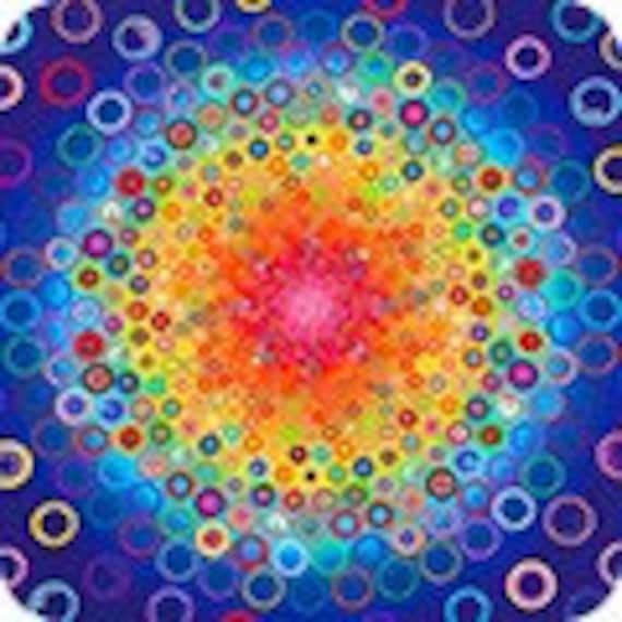 Robert Kaufman Fabrics Rainbow Dots Panel. Effervescence Digital