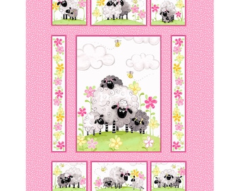 SusybeeTerxtiles Lal the Lamb  Mama Lamb in Pink  Sold by the Panel