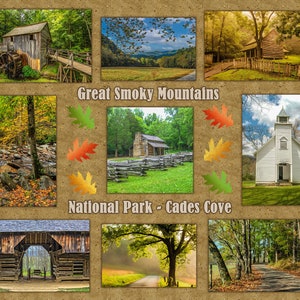 Digital Print of CADES COVE - Great Smoky Mountains National Park Quilt Panel actual photography taken  Sold by the Panel