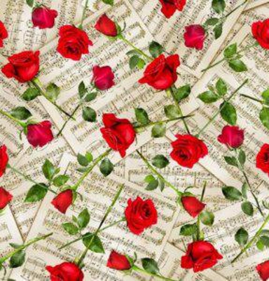 Timeless Treasures Roses on Music Sheets With Beige Background BTY - Etsy