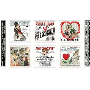 Riley Blake Designs-All My Heart by J. Wecker Frisch - Panel 24&quot; - Pattern PD14130 - 6 Squares approx. 10-1/2&quot; square  Sold by the Panel