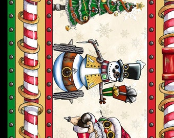 Quilting Treasures It's a STEAMPUNK CHRISTMAS  Steampunk Christmas Stripe  by Desiree Designs BTY