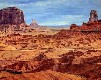 Digital Print  Classic Monument Valley Quilt Panel, SAZ-005, Panel Size is 28” X 16"  Sold by the Panel