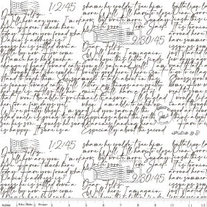 Riley Blake Designs  Art Journal Dear Folks White by J Wecker Frisch White Background with Writings Fabric BTY