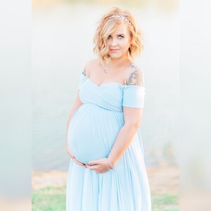 Jessie Short Sleeve Maternity Dress, Flowy Maternity Dress, Sweetheart Maternity Dress, Maternity Jersey Dress, Maternity Photoshoot Dress