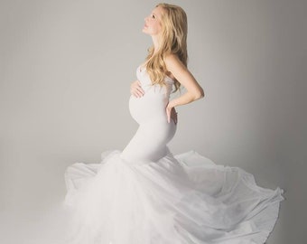 Tulle Maternity Gown Photography Maternity Baby Shower Dress Maternity Photo Shoot Pregnancy Dress Maternity Wedding Dress Wedding Gown