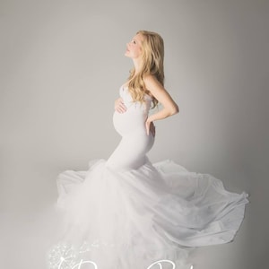 Tulle Maternity Gown: Sweetheart Mermaid Silhouette, Baby Shower Dress