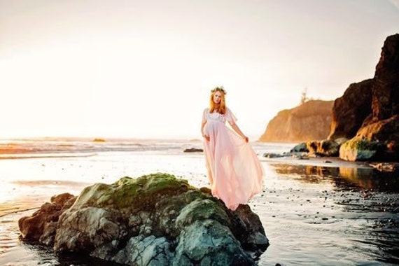 Photoshoot gown with chiffon waves sale