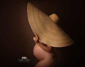 Oversized Floppy Straw Sun Hat, Giant Panama Straw Hat for Maternity Photoshoots, Oversized Wide Brim Straw Hat in Natural or Black