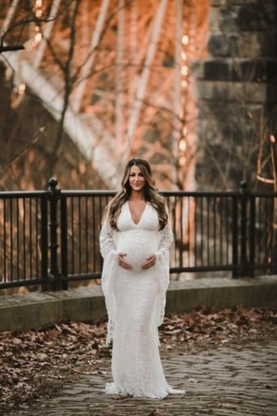 Pizzo Maternità Abito da sposa Gravidanza Abiti da sposa | Etsy Italia