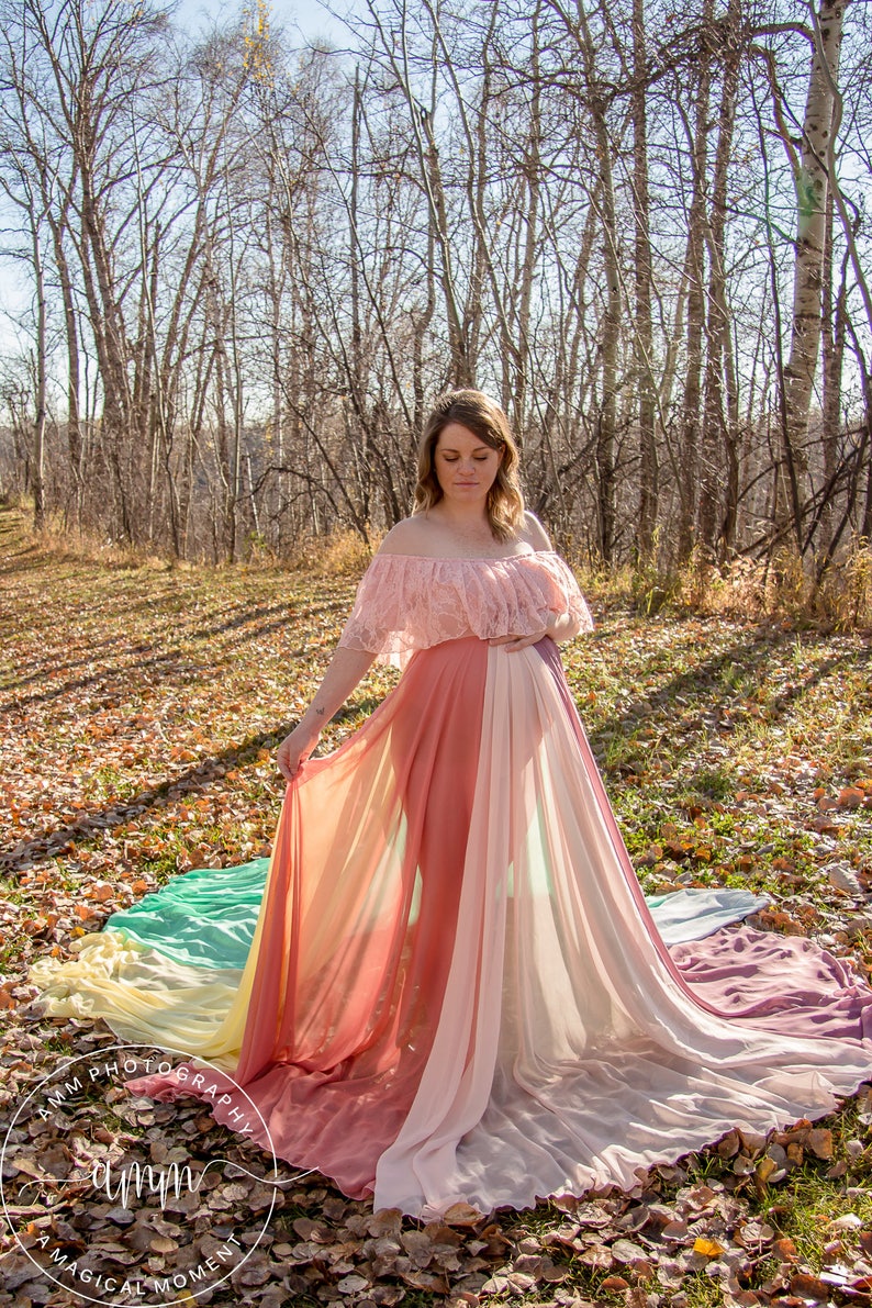 Cherish Rainbow Maternity Dress for Photo Shoots Rainbow Etsy