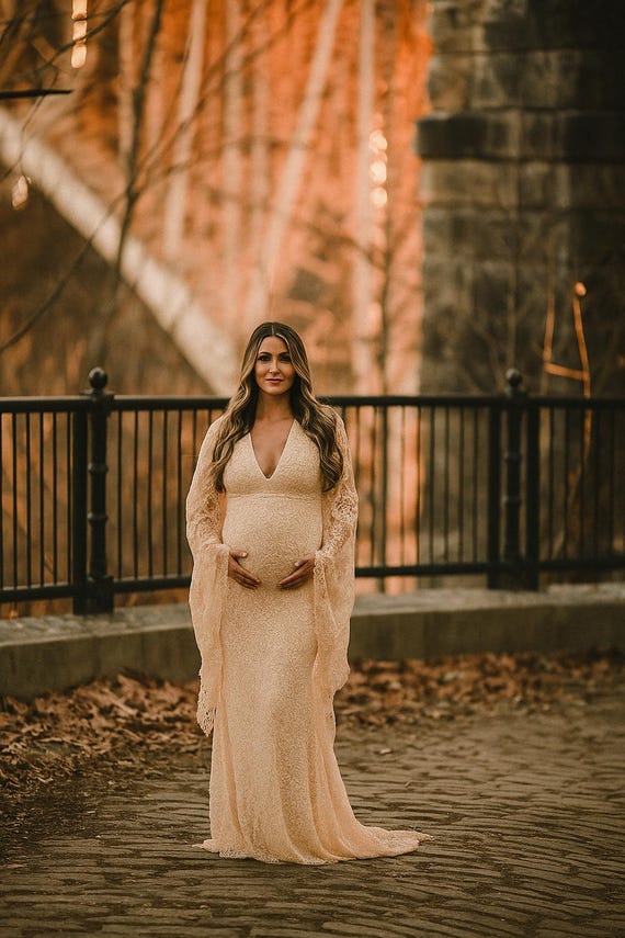 fitted lace maternity dress Lace Maternity Dress Small / Cocoa main image 1