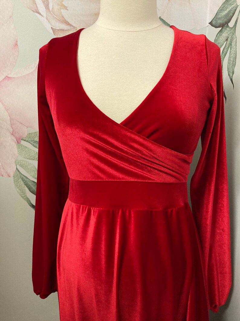 Red Velvet Maternity Dress for Photo Shoot Long Sleeve Etsy