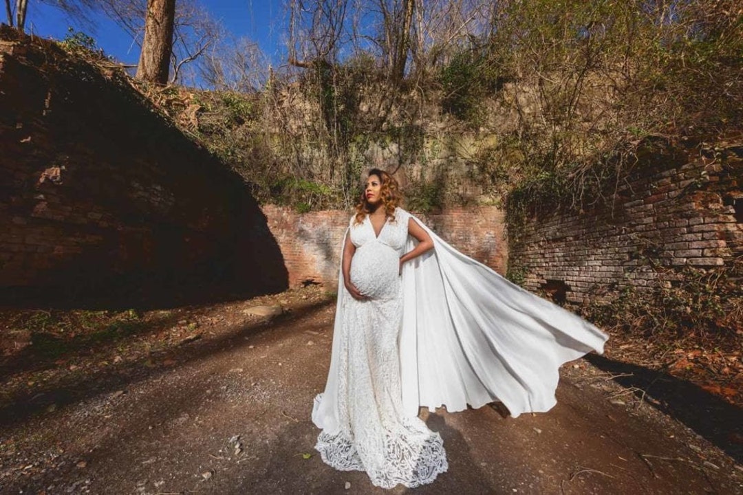 Ivory Boho Lace Maternity Gown, Boho Maternity Wedding Dress With Long Open  Chiffon Sleeves, Boho Wedding Dress Lace Boho Maternity Gown - Etsy Sweden
