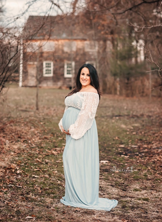 off the shoulder flowy maternity dress PinkBlush Pink Solid Off Shoulder Maternity Maxi Dress main image 1