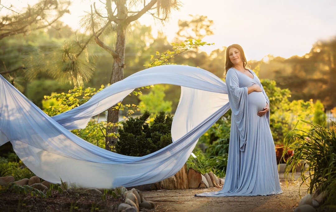 Modest Jersey Knit Maternity Gown, Longsleeve Soft Knit Maternity