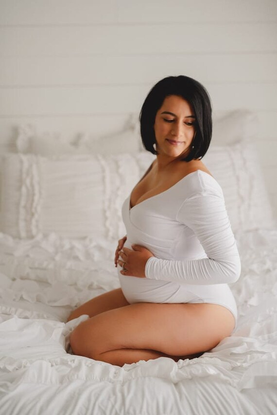 Long-sleeve Maternity Bodysuit V-neck Maternity Body Suit in - Etsy