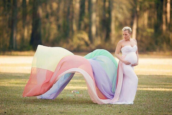 pastel rainbow maternity dress