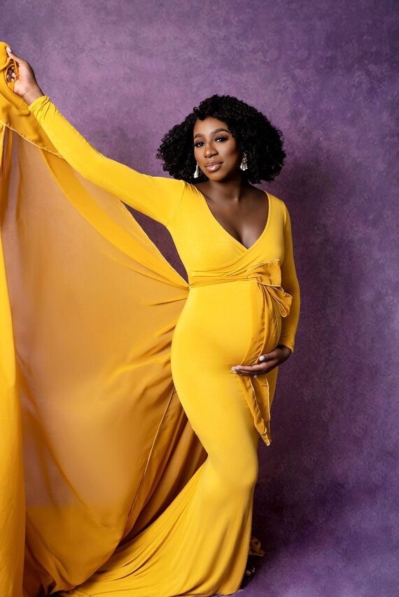 Chiffon Tossing Train Maternity Gown: Plus Size V-neck Jersey Knit - Etsy